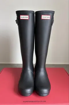 【25㎝】HUNTER ロング レインブーツ 雨靴 ブラック 黒