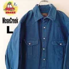 USA古着 MoseCreek ヘビーネルシャツ　Lブルー