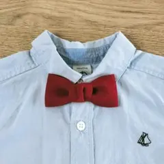 ハンドメイド　キッズ　蝶ネクタイ　リボンブローチ　リネン混　ワインレッド