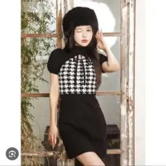 ダーリッチ Darich チェックリボンニットミニワンピース