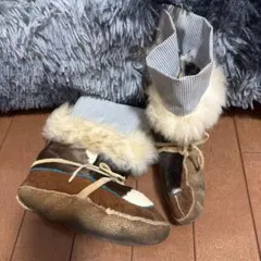 スエードファーブーツ ヒョウ柄裏地付き