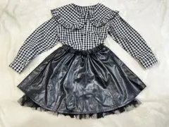 SHEIN フリル付きチェックセットアップ 7y