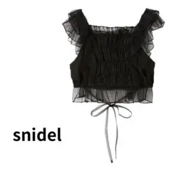 snidel SNIDEL スナイデル　短丈フリル　ブラウス　黒　シースルーのサムネイル