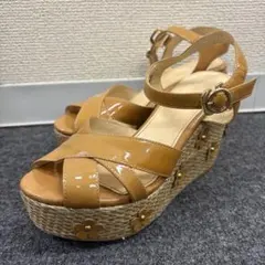ベージュ クロスストラップ サンダル 厚底 夏用 レディースのサムネイル