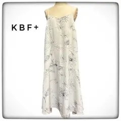 KBF+ 花柄キャミワンピ バックリボン ロングワンピース アイボリー ベージュ