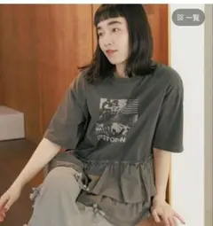 niko and... 布帛コンビフリルロックTシャツ　Мサイズ