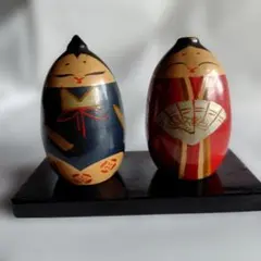 紀州雛　雛人形　漆 青赤セット