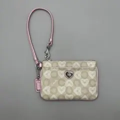 COACH heart pink glitter card case