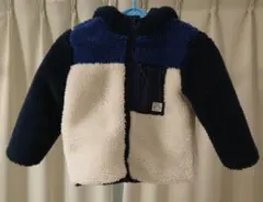 キッズ　子供　幼児　フリースジャケット ブルー✕ネイビー✕ホワイト　110cm