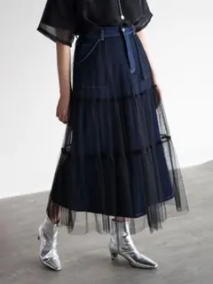 【RADIATE】チュールレイヤードデニムスカート