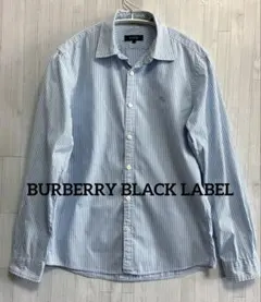 BURBERRY BLACK LABEL バーバリー長袖シャツストライプロゴ刺繍のサムネイル