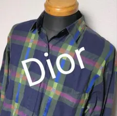 正規品【ディオールオムDior HOMME】チェックシャツ サイズ37 ネイビー