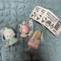 サンリオ ぺたんこマスコット3個セット ポチャッコ　マイメロディ　マロンクリーム