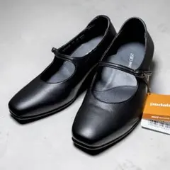 【未使用】PEDALA アシックスウォーキング ストラップパンプス 黒本革 幅広のサムネイル