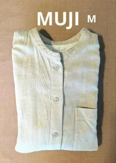 無印　フランネルスタンドカラー　長袖シャツ