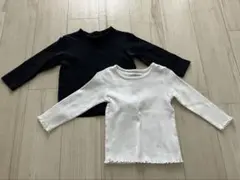 西松屋 長袖 カットソー 白黒 80cm 2枚セット