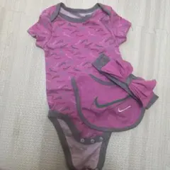 Nike ピンクロンパース 0-6ヶ月 ヘアバンド付き