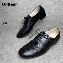 美品！unReef アンリーフ レザー レースアップシューズ 黒 24