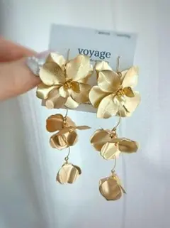 【再販】マットゴールド フラワー ピアス イヤリング ブライダル ハンドメイド