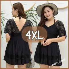 ◆4XL★ マタニティ 花柄 ブラック ワンピース水着 大きめ レディース 黒
