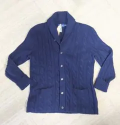 ポロラルフローレン【RALPH LAUREN】 カーディガン 毛100% 紺