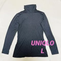 ユニクロ ヒートテック タートルネック L ドット柄 ブラック レディース 長袖