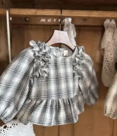 marron チェックブラウス 80～90 新品未使用