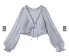 GRL フリルネックリボンシャイニーブラウス