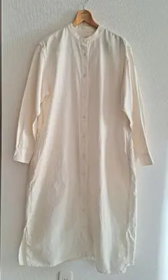 無印良品　カポック混　長袖シャツワンピース　アイボリー　ホワイト　M