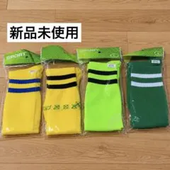 新品スポーツソックス 4足セット　緑　黄色　キッズ　ジュニア　22cm サッカーのサムネイル