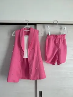SHEINセットアップ150 ノースリーブ　ショートパンツ　 ダンス衣装子供服のサムネイル