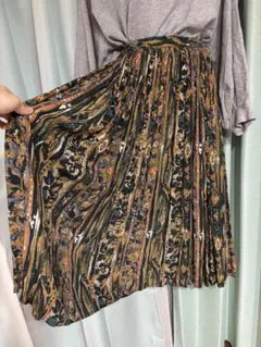 1598.グリーンフレアスカート 柄 M☆