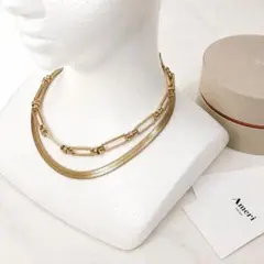 AMERI BIJOUX 3WAY レイヤード ネックレス 真鍮 ゴールド - メルカリ