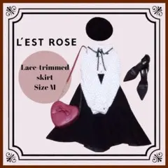 L'ESTROSE　レース切り替えスカート　ブラック　M　ガーリーのサムネイル