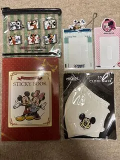 Disney ミッキーグッズ 5点セット マスク ポーチ 非売品付箋パスケース