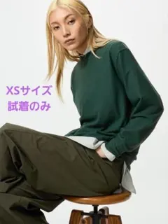 ユニクロ ソフトニットフリースクルーネック ダークグリーン 長袖 XS