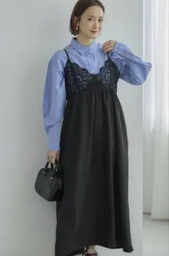 しまむら 田中里奈 mysa closet レースキャミワンピース ブラック3L