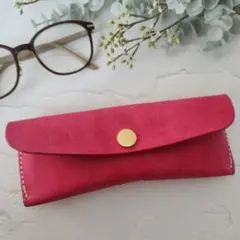 訳あり☆メガネを潰されないように工夫したメガネケース！手縫い・イタリアンレザー