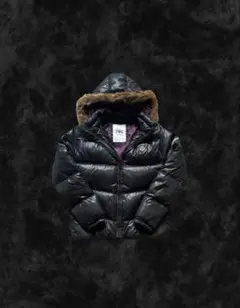 RUSS-K 光沢　黒　ファーダウンジャケット　y2k グランジ　平成　お兄系