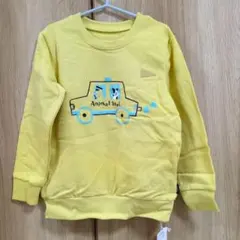 ベルメゾン　裏起毛トレーナー　サイズ１２０　アニマルタクシー・イエロー