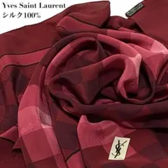 【美品】イヴサンローラン シルク100% 大判スカーフ ストール 幾何学柄