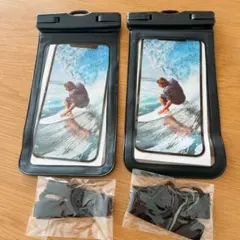 2点セット スマホ防水ケース IPX8完全防水 タッチ可能 指紋認証 顔認証