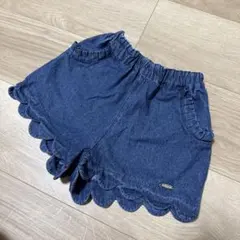 【水陸両用】プティマイン　フリル付きデニムショートパンツ 100