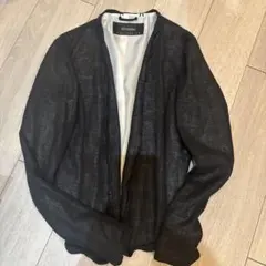 CIVIDINI ノーカラージャケット 黒　麻100シルク100