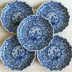 加藤利昌 平皿 18cm皿 六寸皿 輪花皿 草花紋 五客揃 - メルカリ