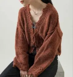 リサイクルヤーンクロップドカーディガン