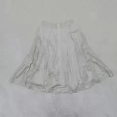 ホワイト ティアード フレアスカート ボタン ナチュラル 森ガール 古着