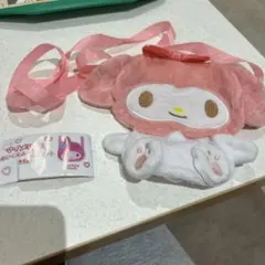 マイメロディぬいぐるみポシェット　マイメロディおすわり
