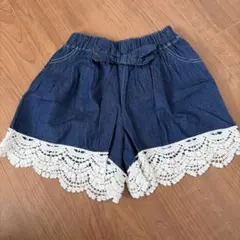 【美品】デニム レーストリム ハーフパンツ