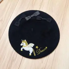 SWIMMER ユニコーン刺繍ベレー帽 ブラック